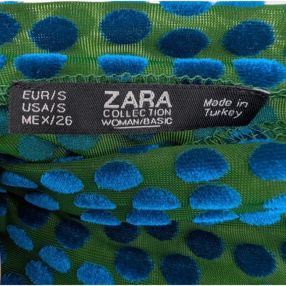 Zara Sheer Mesh Velvet Burnout Polka Dot Asymmetrical Maximalist Artsy Dress SML - Picture 9 of 16